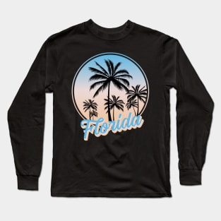 Florida Is Calling And I Must Go Retro Palm Trees Florida Long Sleeve T-Shirt